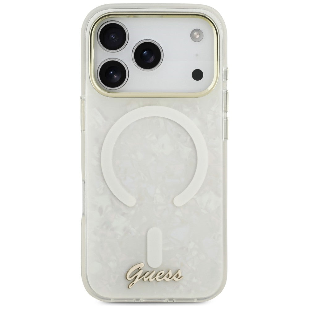 Guess IML Shell Script Metal MagSafe Case for iPhone 17 Pro Max - White_2