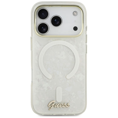 Guess IML Shell Script Metal MagSafe Case for iPhone 17 Pro Max - White_2