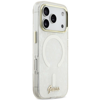 Guess IML Shell Script Metal MagSafe Case for iPhone 17 Pro Max - White_3
