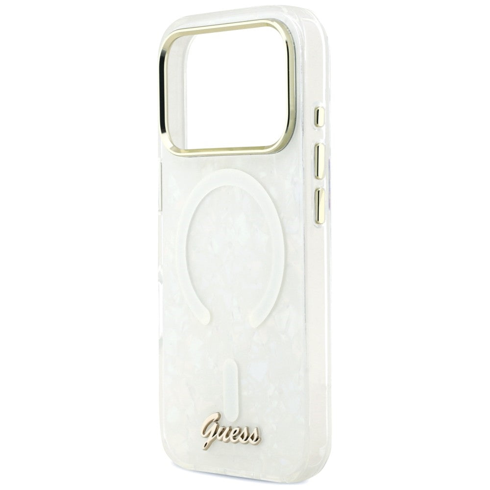 Guess IML Shell Script Metal MagSafe Case for iPhone 17 Pro Max - White_5