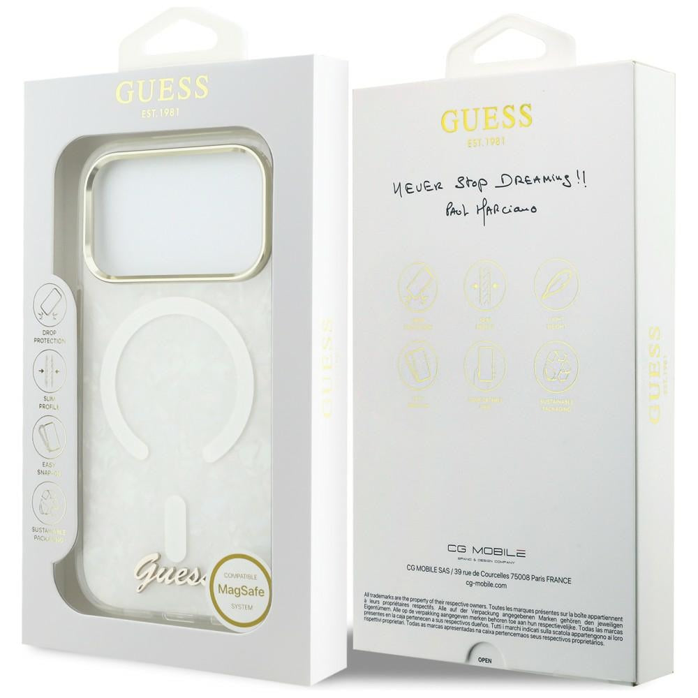Guess IML Shell Script Metal MagSafe Case for iPhone 17 Pro Max - White_7