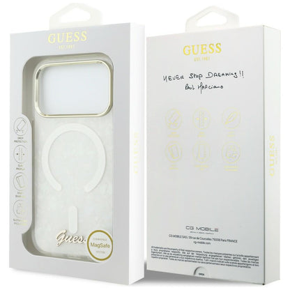 Guess IML Shell Script Metal MagSafe Case for iPhone 17 Pro Max - White_7