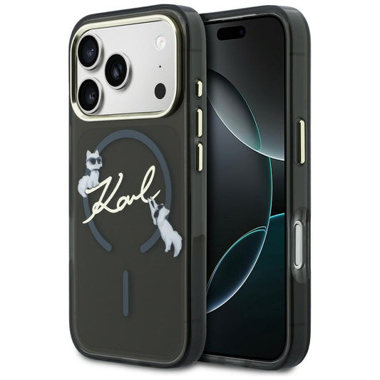 Karl Lagerfeld IML Choupettes Karl Script Logo MagSafe Case for iPhone 17 Pro - Black_0
