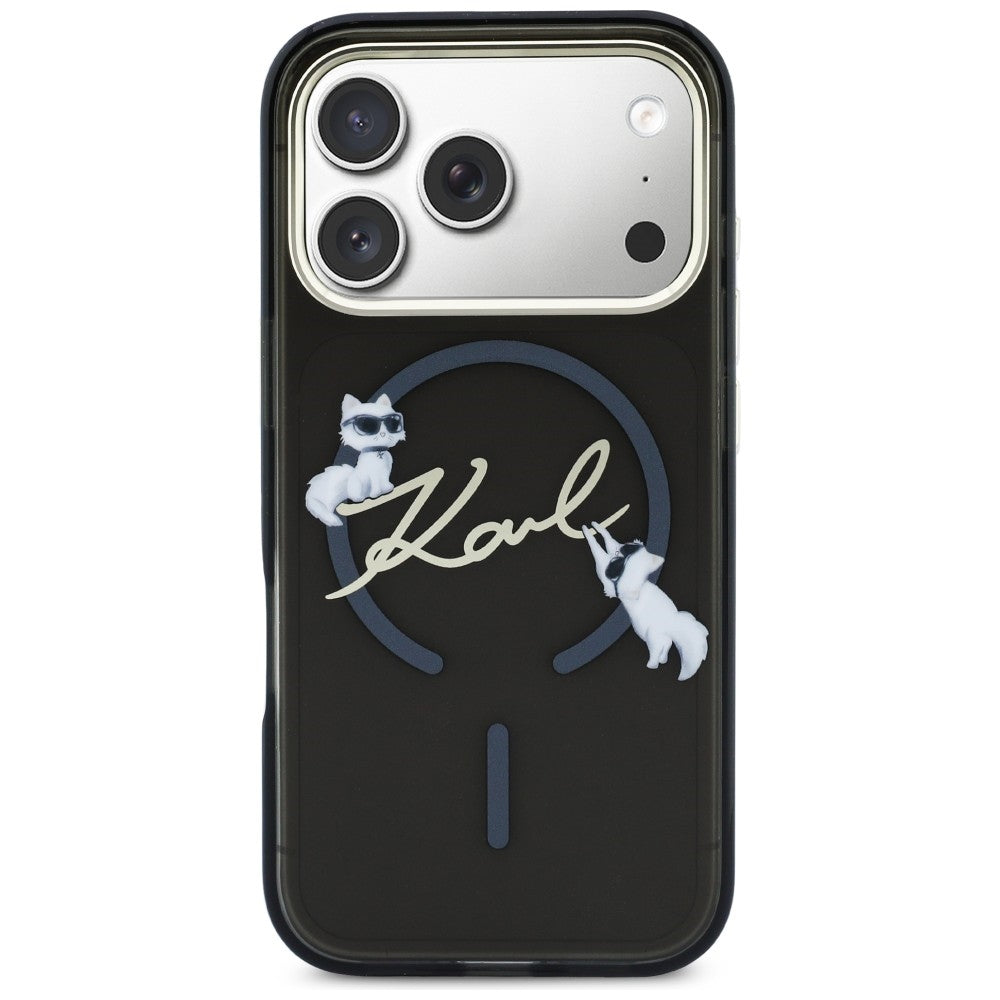 Karl Lagerfeld IML Choupettes Karl Script Logo MagSafe Case for iPhone 17 Pro Max - Black_2
