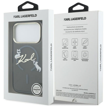 Karl Lagerfeld IML Choupettes Karl Script Logo MagSafe Case for iPhone 17 Pro Max - Black_7