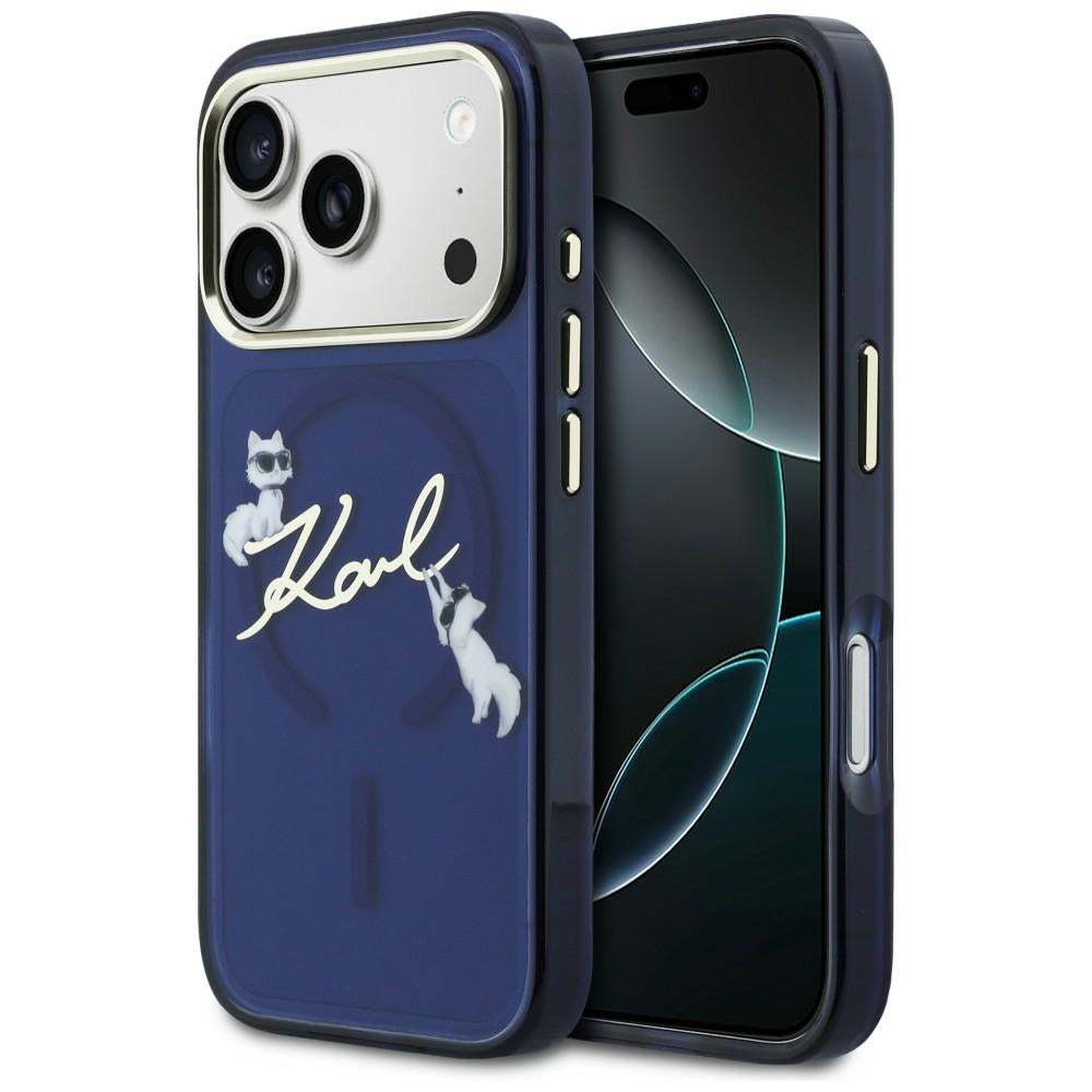Karl Lagerfeld IML Choupettes Karl Script Logo MagSafe Case for iPhone 17 Pro Max - Blue_0