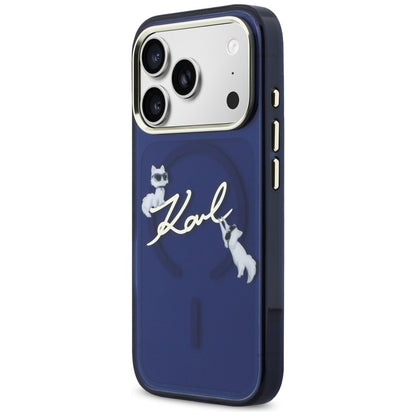 Karl Lagerfeld IML Choupettes Karl Script Logo MagSafe Case for iPhone 17 Pro Max - Blue_1
