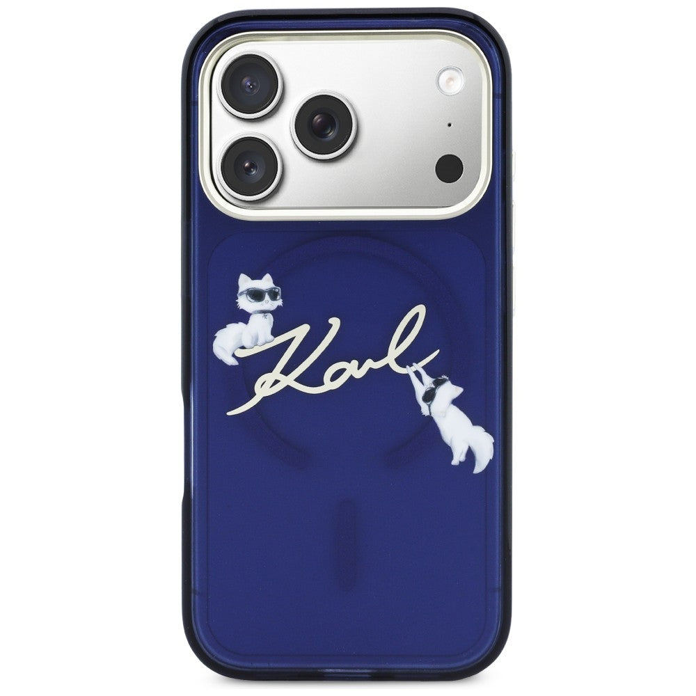 Karl Lagerfeld IML Choupettes Karl Script Logo MagSafe Case for iPhone 17 Pro Max - Blue_2