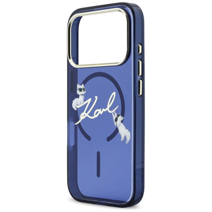 Karl Lagerfeld IML Choupettes Karl Script Logo MagSafe Case for iPhone 17 Pro Max - Blue_5