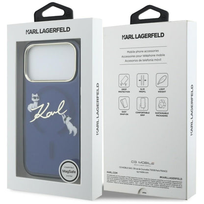 Karl Lagerfeld IML Choupettes Karl Script Logo MagSafe Case for iPhone 17 Pro Max - Blue_7