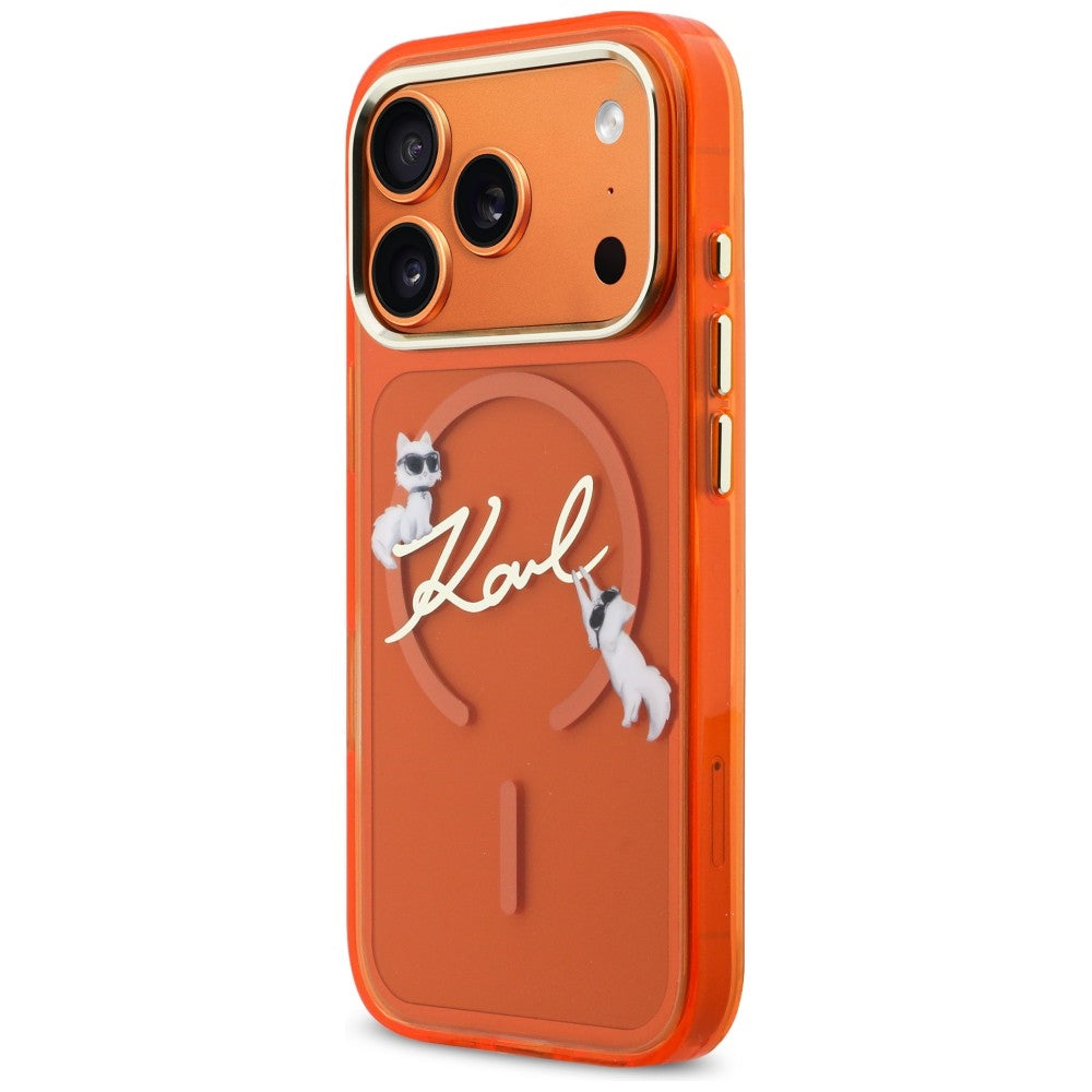 Karl Lagerfeld IML Choupettes Karl Script Logo MagSafe Case for iPhone 17 Pro Max - Orange_1
