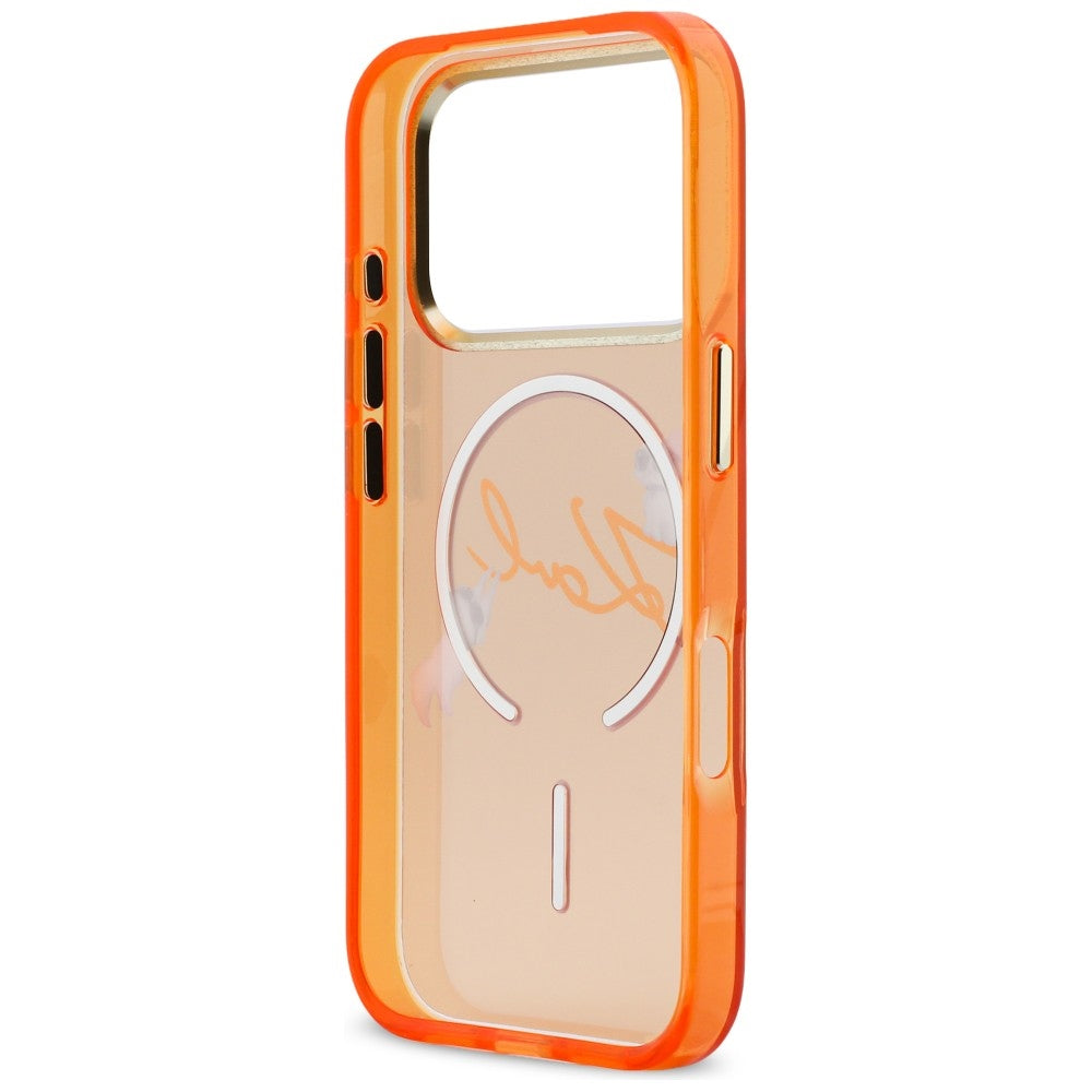 Karl Lagerfeld IML Choupettes Karl Script Logo MagSafe Case for iPhone 17 Pro Max - Orange_6