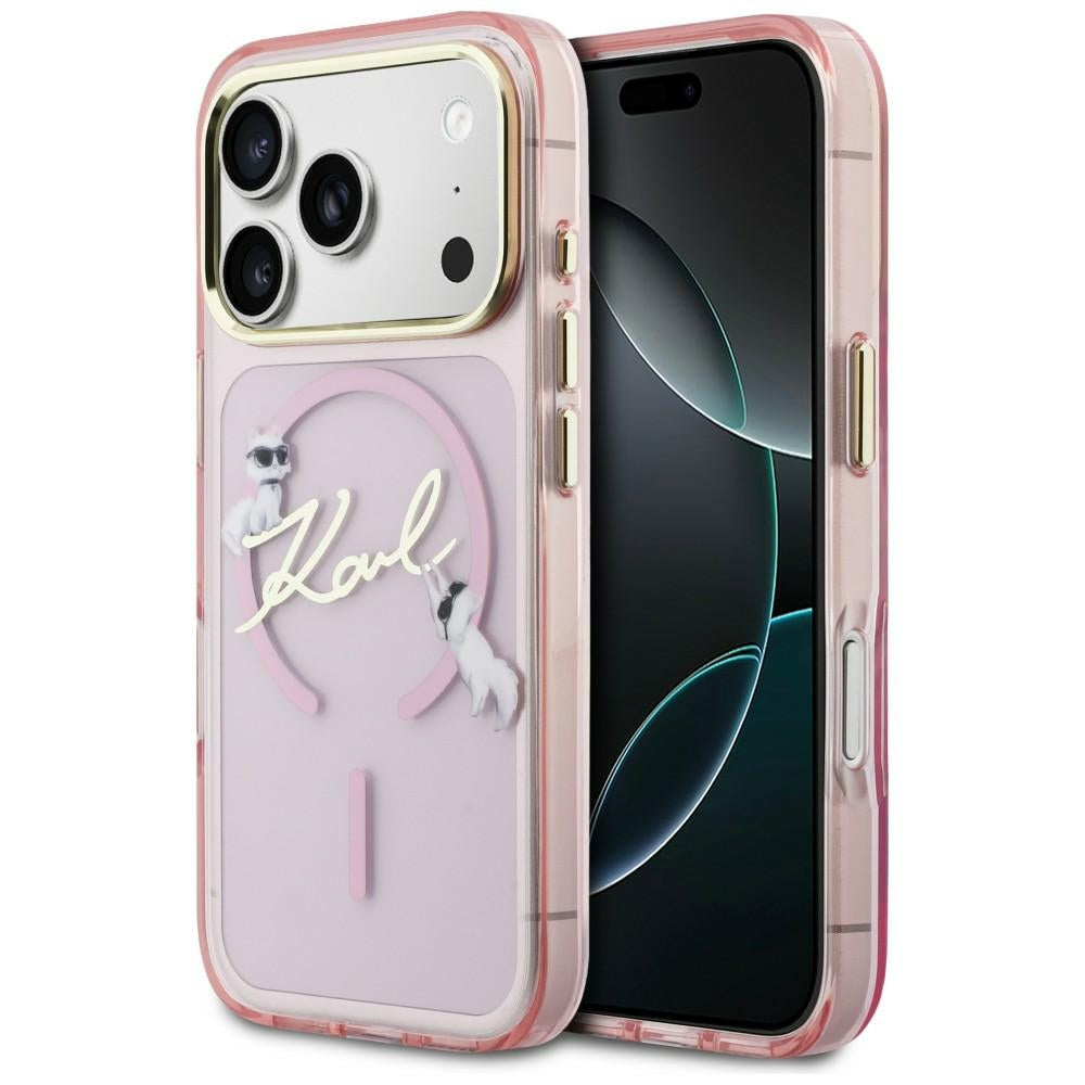 Karl Lagerfeld IML Choupettes Karl Script Logo MagSafe Case for iPhone 17 Pro Max - Pink_0