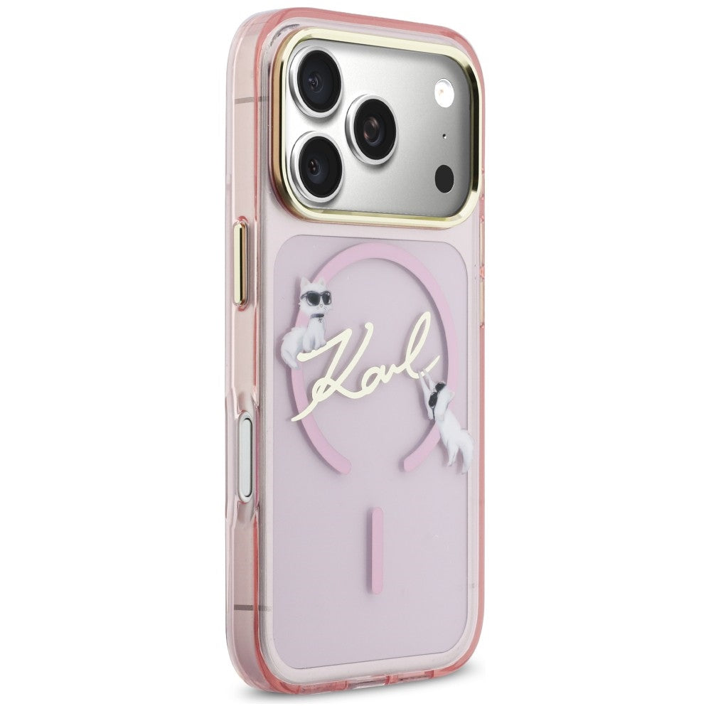 Karl Lagerfeld IML Choupettes Karl Script Logo MagSafe Case for iPhone 17 Pro Max - Pink_3