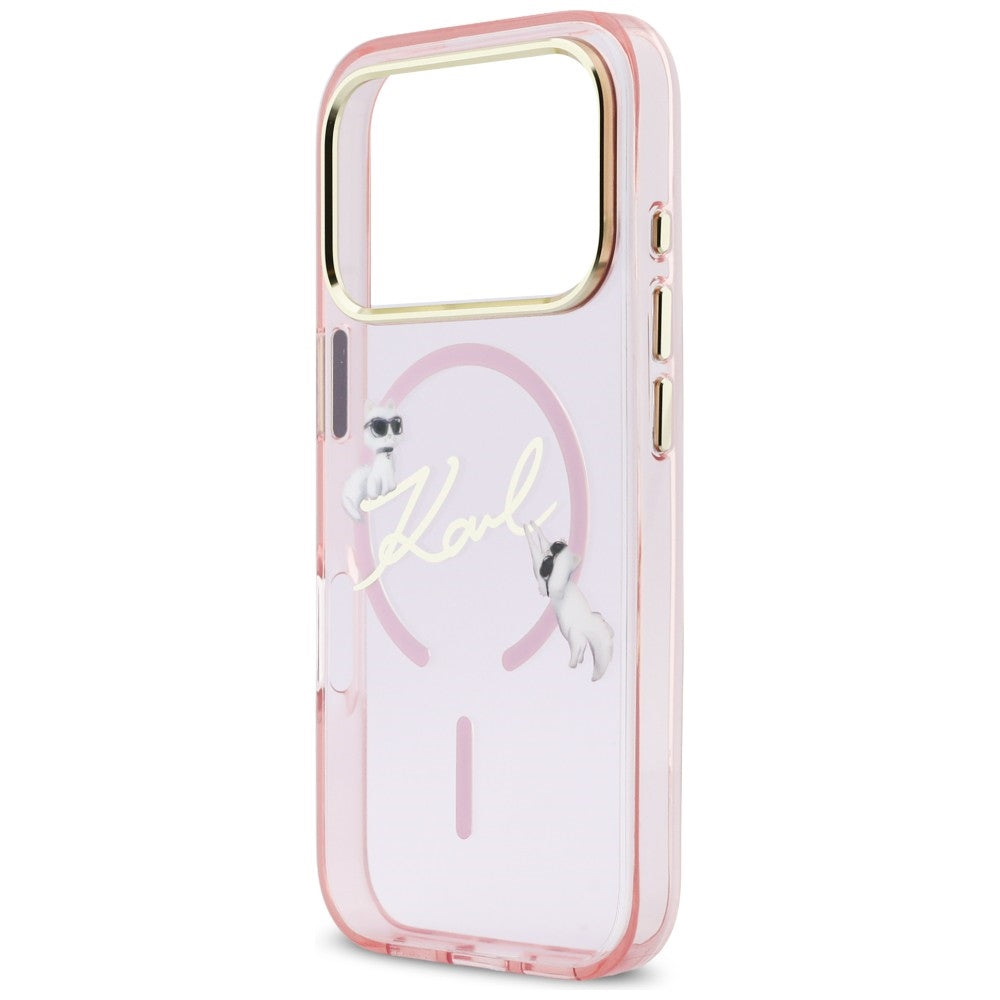 Karl Lagerfeld IML Choupettes Karl Script Logo MagSafe Case for iPhone 17 Pro Max - Pink_5