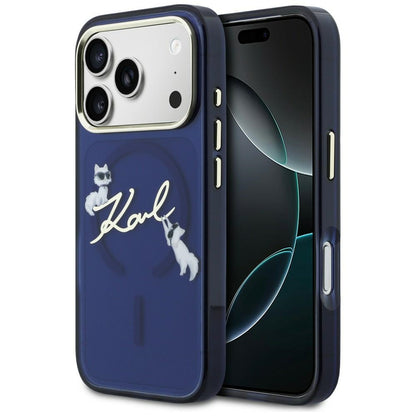Karl Lagerfeld IML Choupettes Karl Script Logo MagSafe Case for iPhone 17 Pro - Blue_0