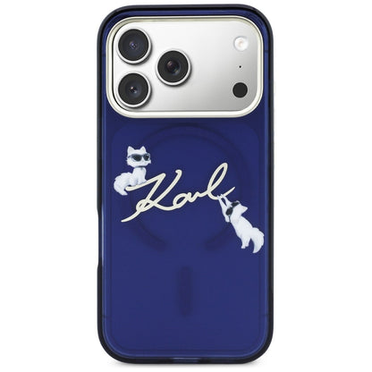 Karl Lagerfeld IML Choupettes Karl Script Logo MagSafe Case for iPhone 17 Pro - Blue_2