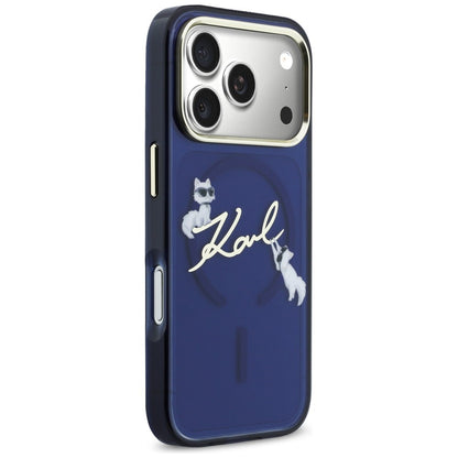 Karl Lagerfeld IML Choupettes Karl Script Logo MagSafe Case for iPhone 17 Pro - Blue_3