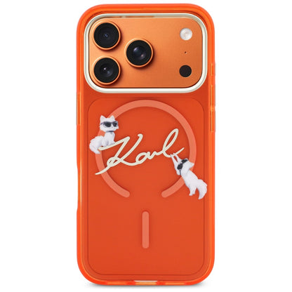 Karl Lagerfeld IML Choupettes Karl Script Logo MagSafe Case for iPhone 17 Pro - Orange_2