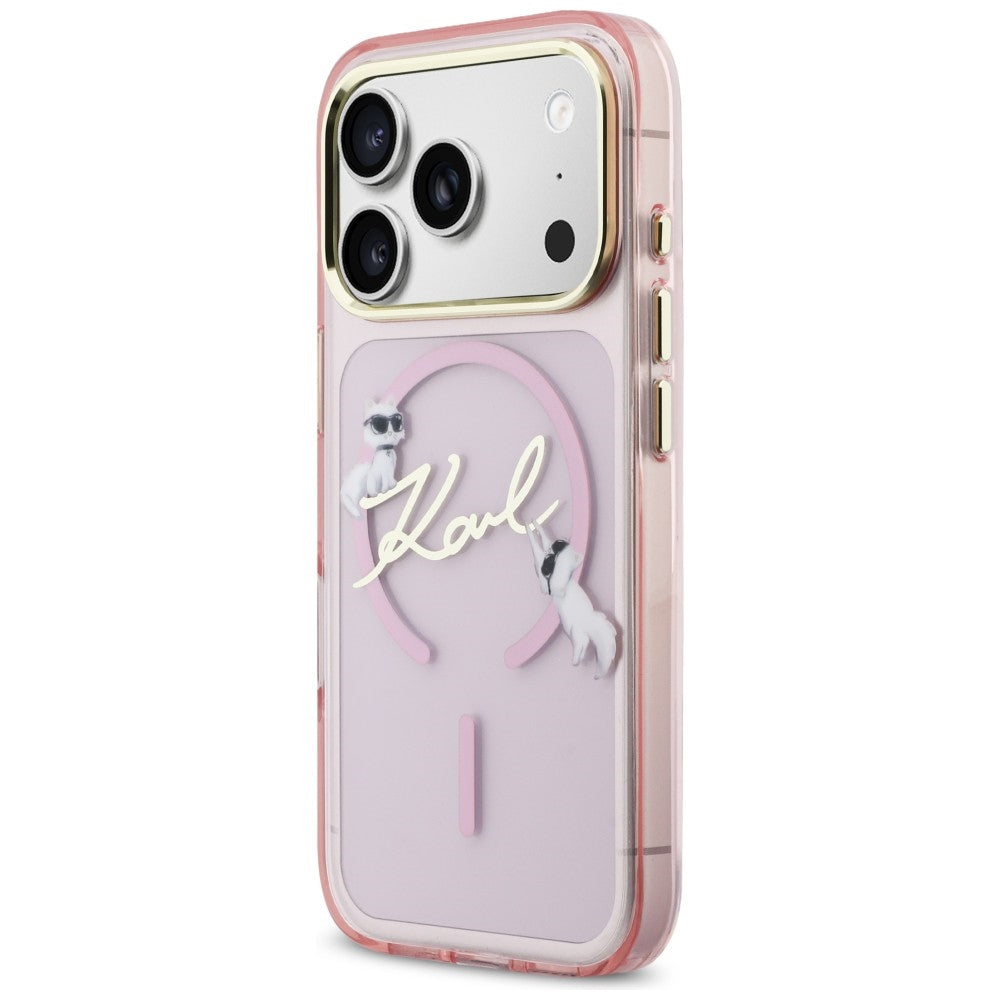 Karl Lagerfeld IML Choupettes Karl Script Logo MagSafe Case for iPhone 17 Pro - Pink_1