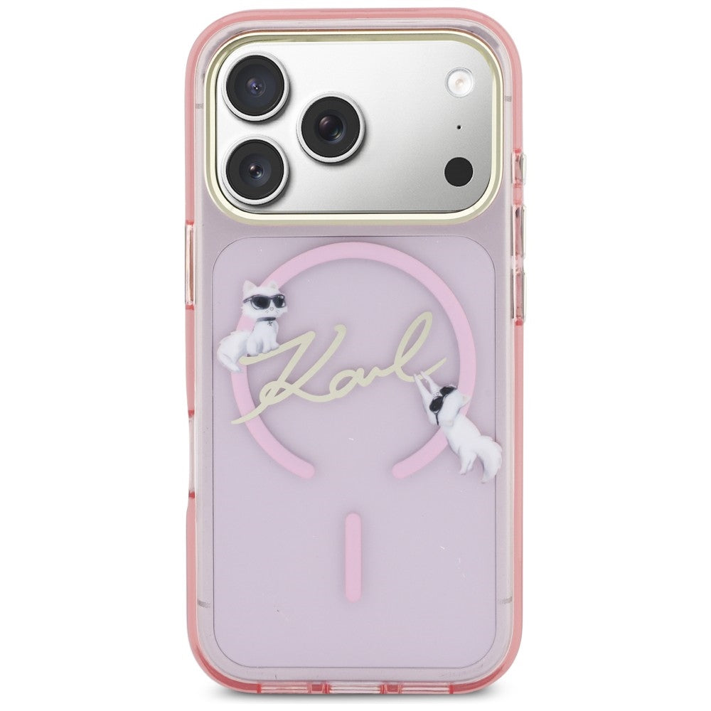 Karl Lagerfeld IML Choupettes Karl Script Logo MagSafe Case for iPhone 17 Pro - Pink_2