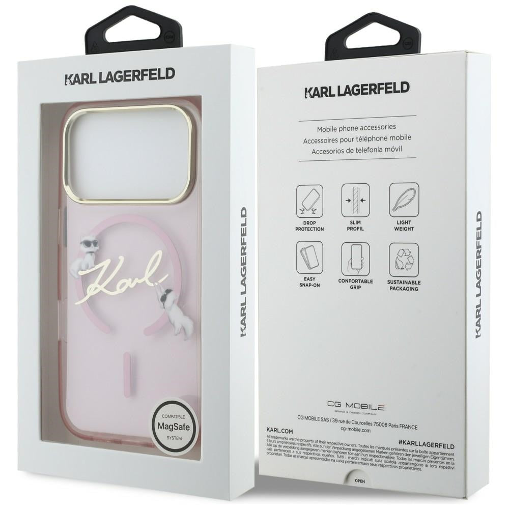 Karl Lagerfeld IML Choupettes Karl Script Logo MagSafe Case for iPhone 17 Pro - Pink_7