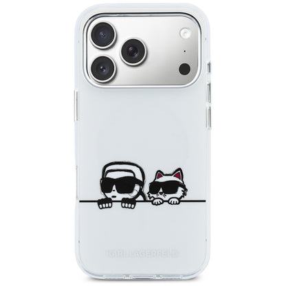 Karl Lagerfeld IML Karl &amp; Choupette Peekaboo Logo MagSafe Case for iPhone 17 Pro - White_2