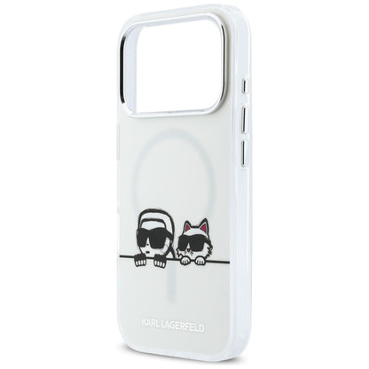 Karl Lagerfeld IML Karl &amp; Choupette Peekaboo Logo MagSafe Case for iPhone 17 Pro - White_5