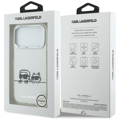 Karl Lagerfeld IML Karl &amp; Choupette Peekaboo Logo MagSafe Case for iPhone 17 Pro - White_7