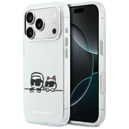 Karl Lagerfeld IML Karl &amp; Choupette Peekaboo Logo MagSafe Case for iPhone 17 Pro Max - White_0