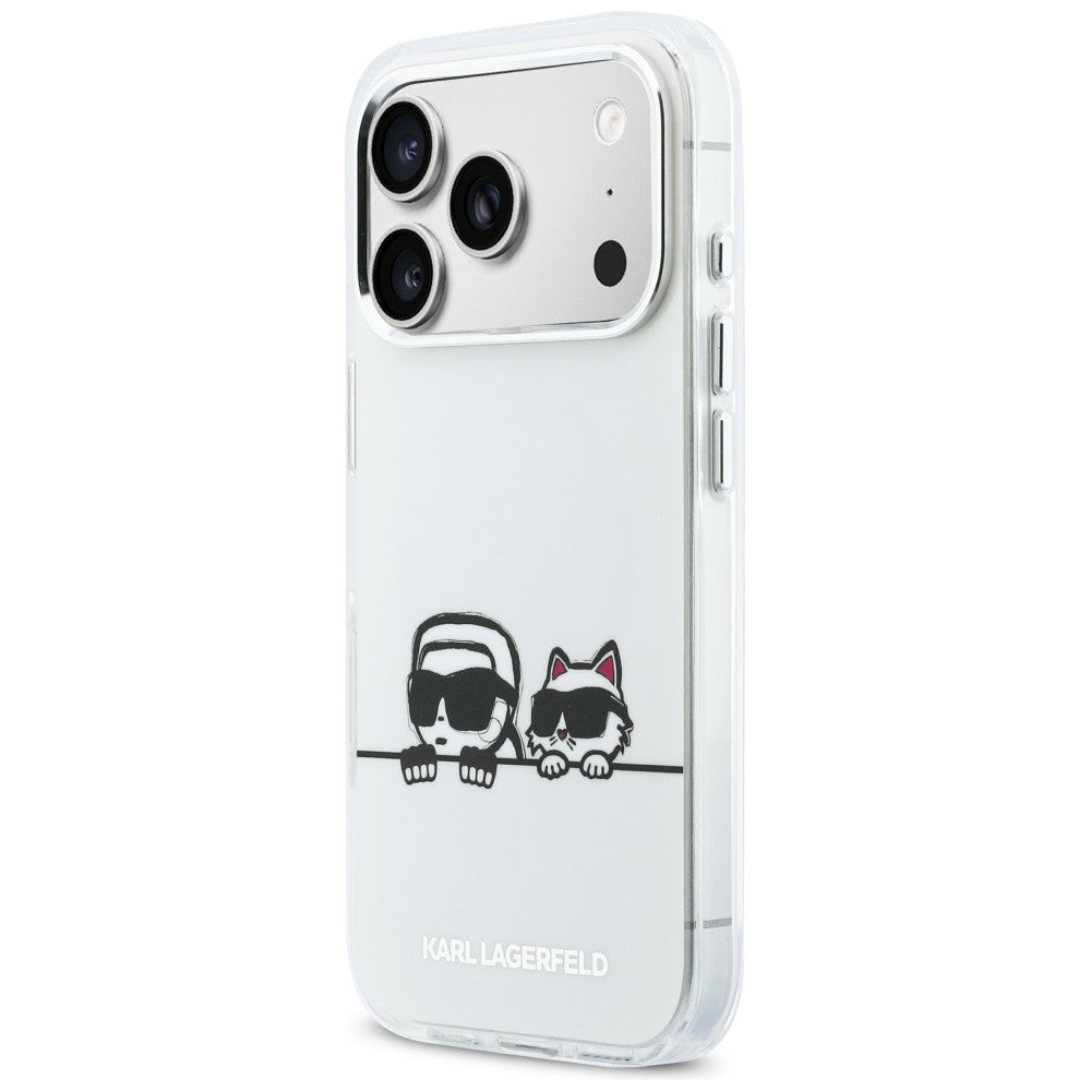 Karl Lagerfeld IML Karl &amp; Choupette Peekaboo Logo MagSafe Case for iPhone 17 Pro Max - White_1