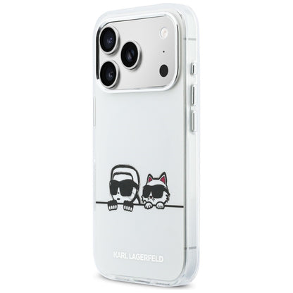 Karl Lagerfeld IML Karl &amp; Choupette Peekaboo Logo MagSafe Case for iPhone 17 Pro Max - White_1