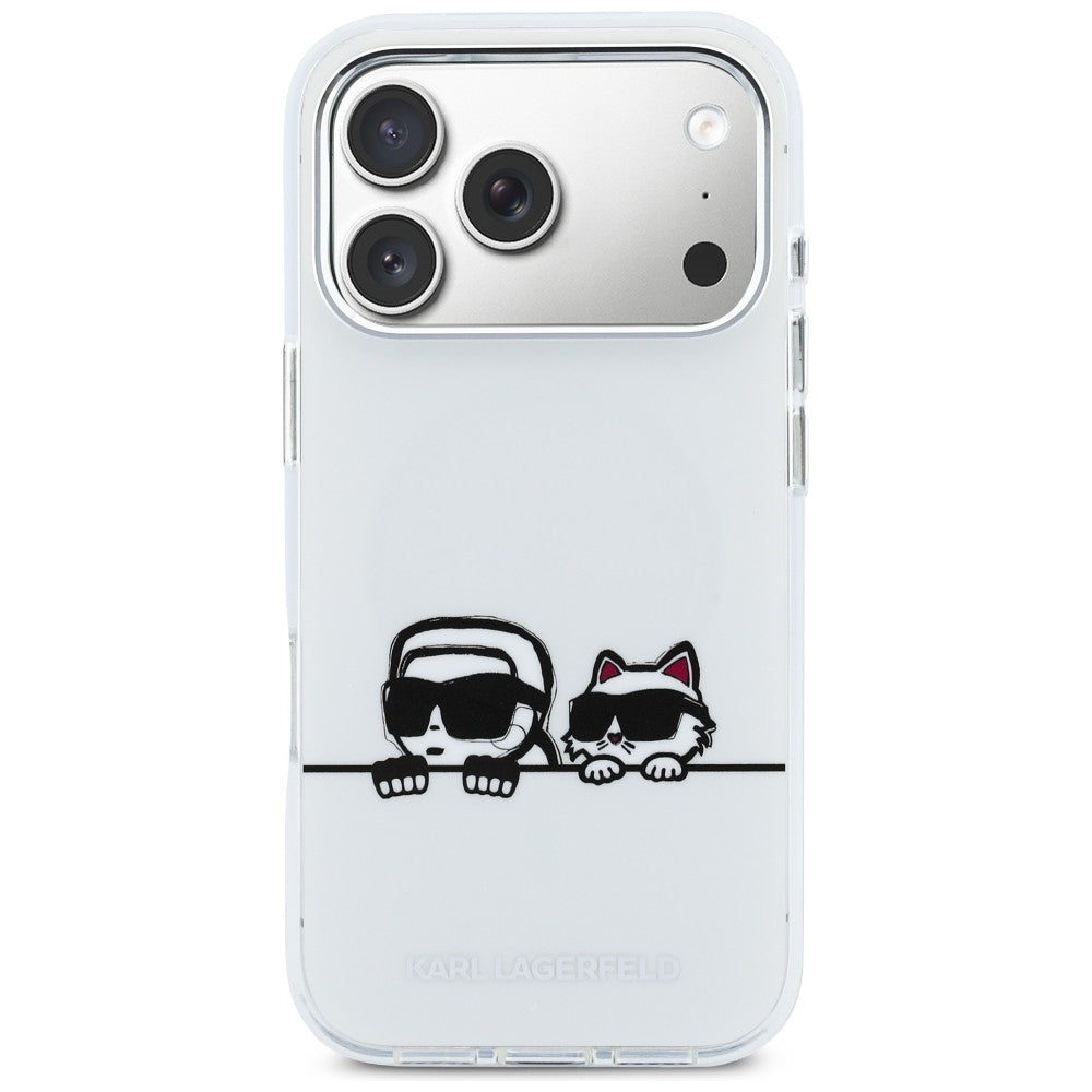 Karl Lagerfeld IML Karl &amp; Choupette Peekaboo Logo MagSafe Case for iPhone 17 Pro Max - White_2