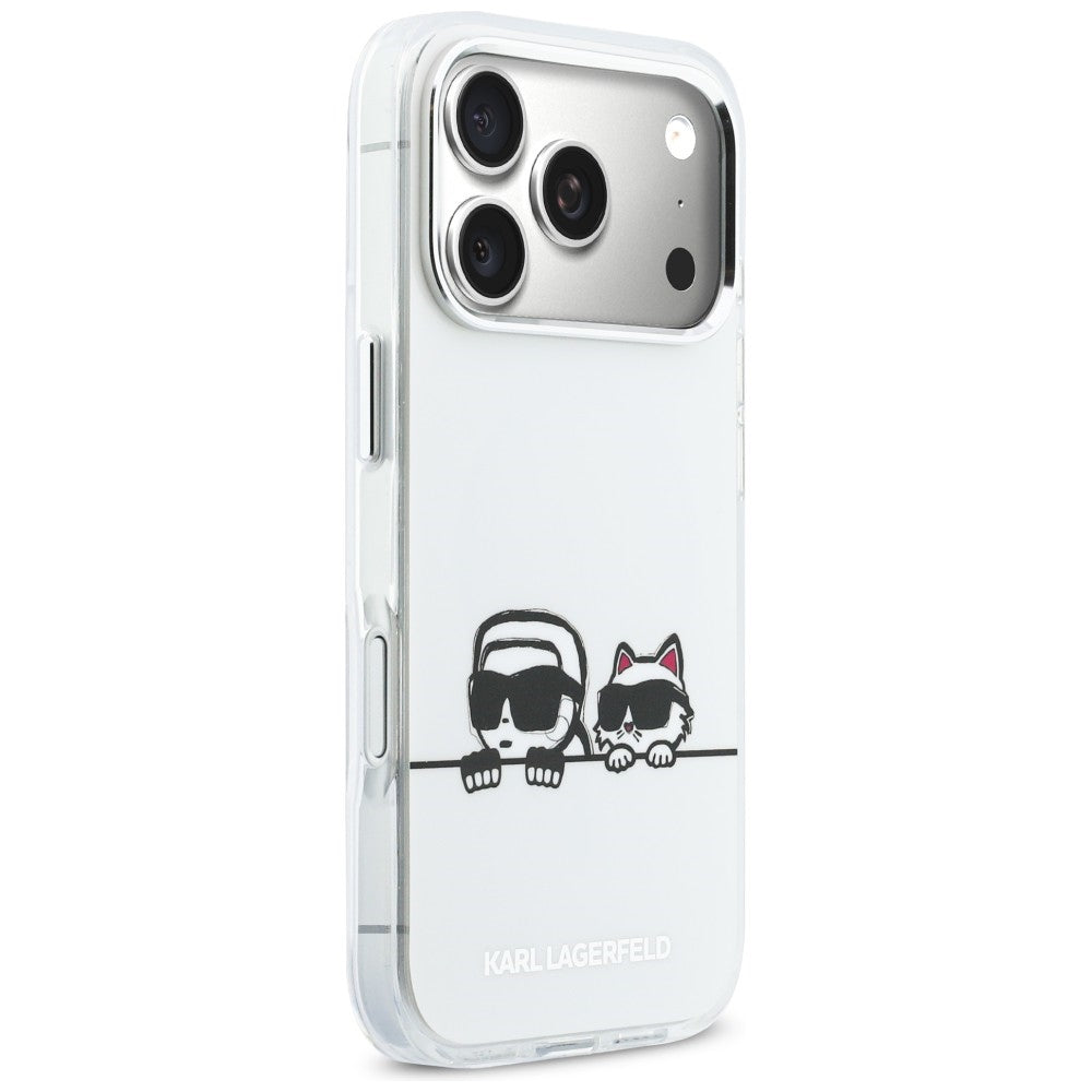 Karl Lagerfeld IML Karl &amp; Choupette Peekaboo Logo MagSafe Case for iPhone 17 Pro Max - White_3