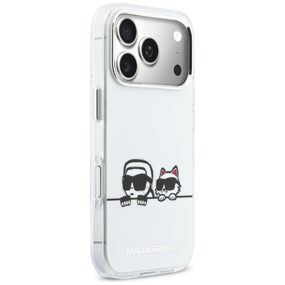 Karl Lagerfeld IML Karl &amp; Choupette Peekaboo Logo MagSafe Case for iPhone 17 Pro Max - White_3