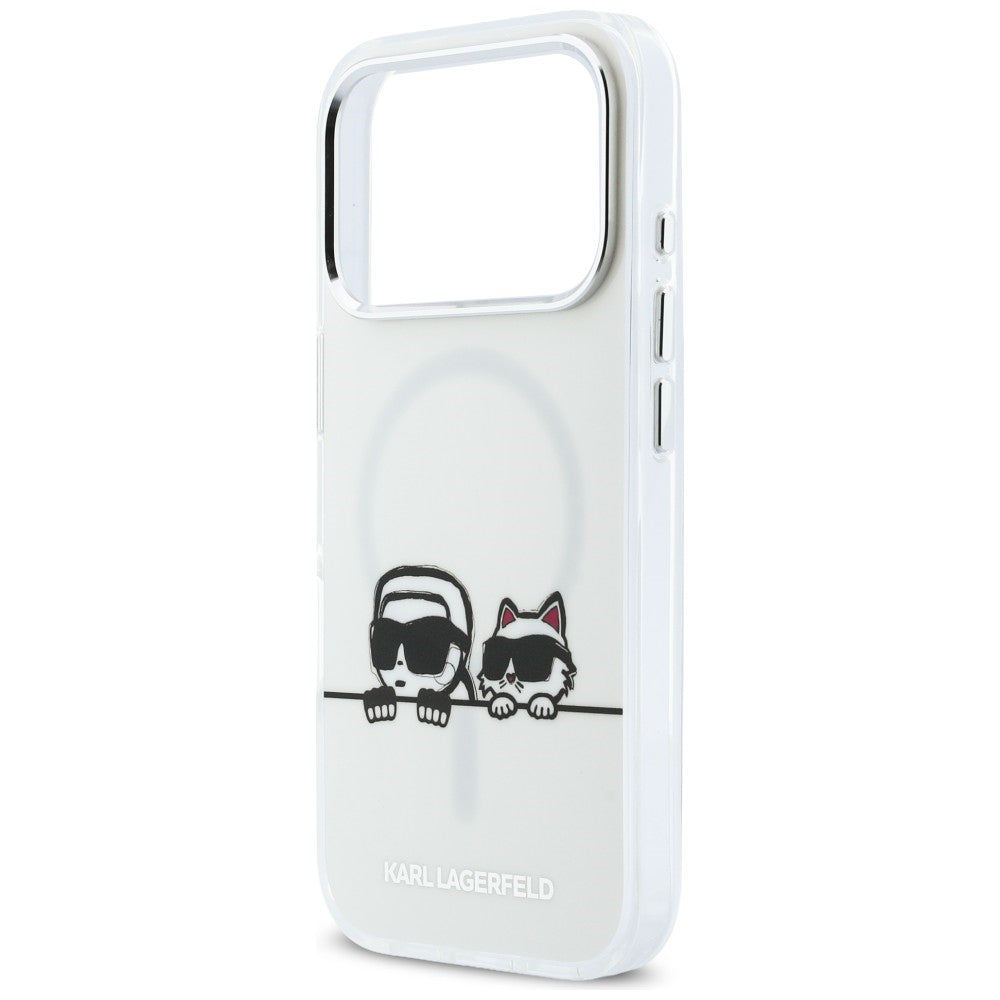 Karl Lagerfeld IML Karl &amp; Choupette Peekaboo Logo MagSafe Case for iPhone 17 Pro Max - White_5