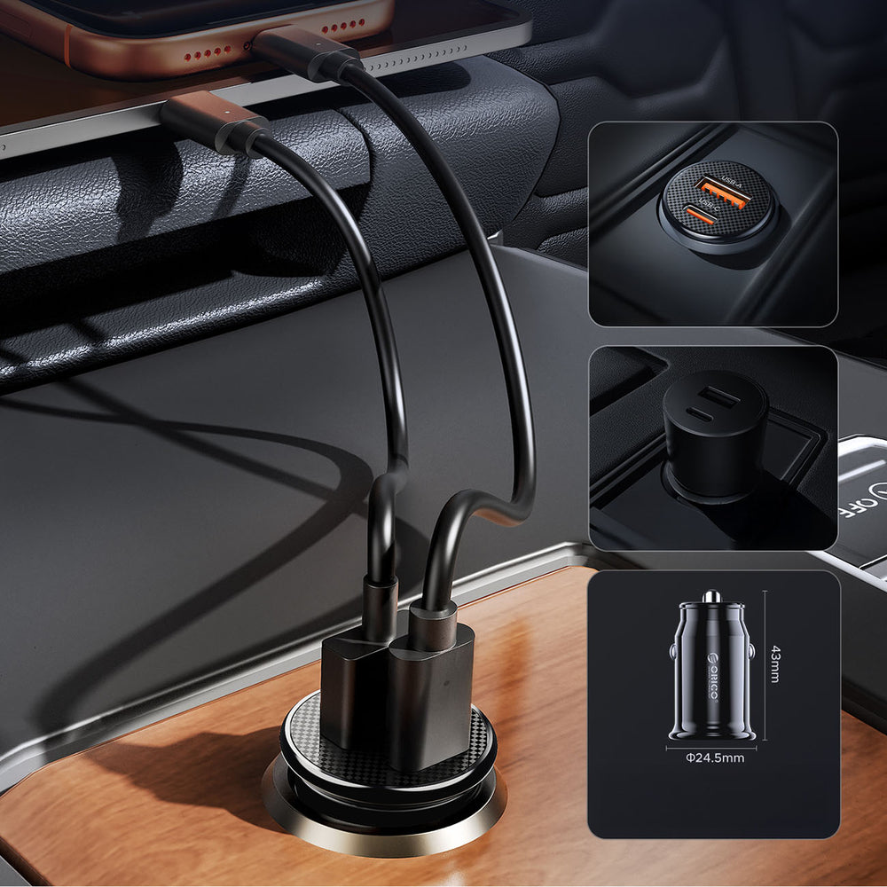 Car Charger Orico PowerMini, 30W, 3A, 1 x USB-A - 1 x USB-C, Black _9