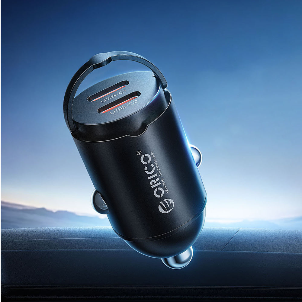 Car Charger Orico MiniRing, 30W, 3A, 2 x USB-C, Black _2