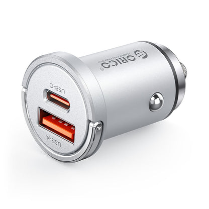 Car Charger Orico MiniRing Pro, 45W, 3A, 1 x USB-A - 1 x USB-C, Silver _0