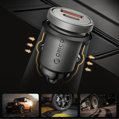 Car Charger Orico MiniRing Pro, 45W, 3A, 1 x USB-A - 1 x USB-C, Silver _9