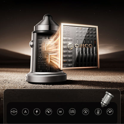 Car Charger Orico MiniRing Pro, 45W, 3A, 1 x USB-A - 1 x USB-C, Silver _5