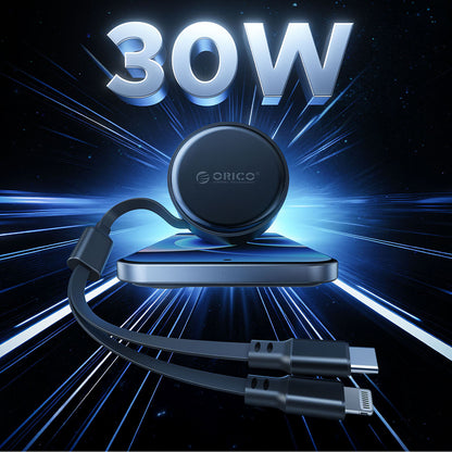 Orico Dual Stretch 60W USB-C Car Charger with Two Retractable USB-C + Lightning Cables - Black_8