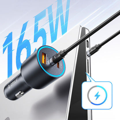 Car Charger Orico HyperDrive, 165W, 5A, 1 x USB-A - 2 x USB-C, Black _4