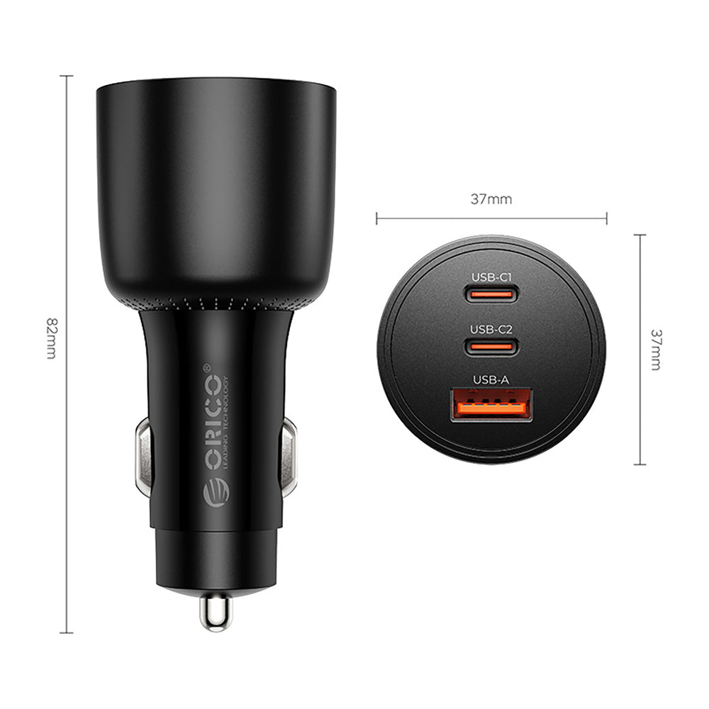Car Charger Orico PowerLink, 165W, 5A, 1 x USB-A - 2 x USB-C, Black _1