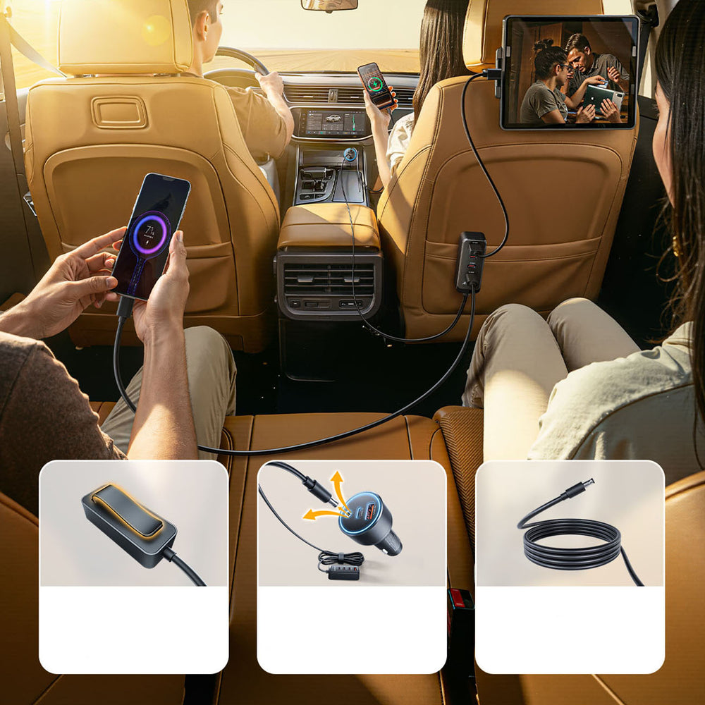 Orico ChargeClip 108W Car Charger 2x USB-A + 4x USB-C with Clip - Black_3