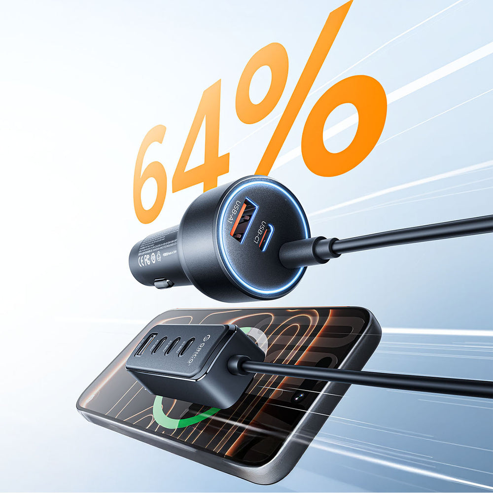 Orico ChargeClip 108W Car Charger 2x USB-A + 4x USB-C with Clip - Black_5