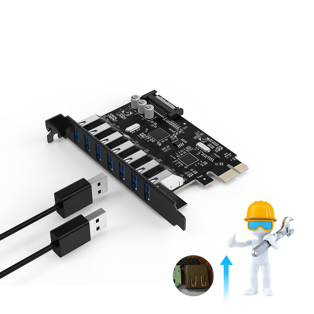 Orico PVU3 PCI-E 7x USB 3.0 Expansion Card for Desktop - Black_10