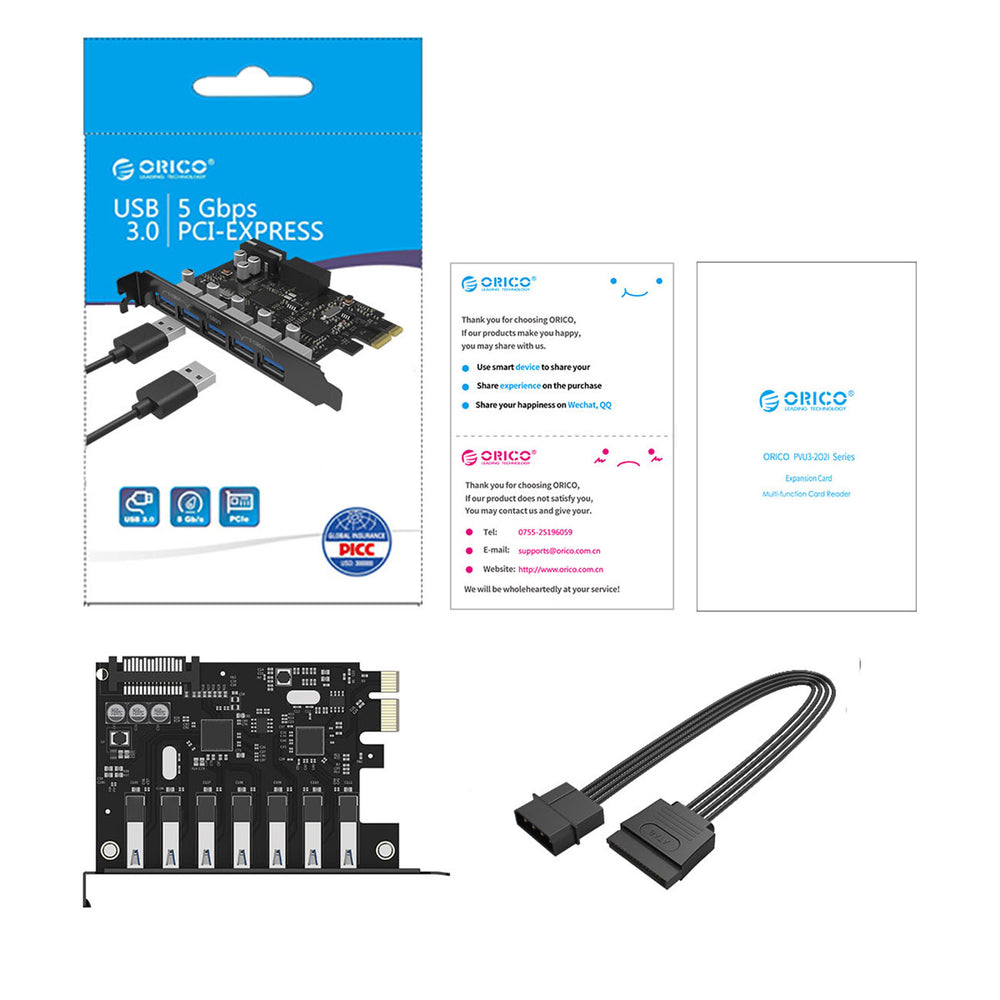 Orico PVU3 PCI-E 7x USB 3.0 Expansion Card for Desktop - Black_13
