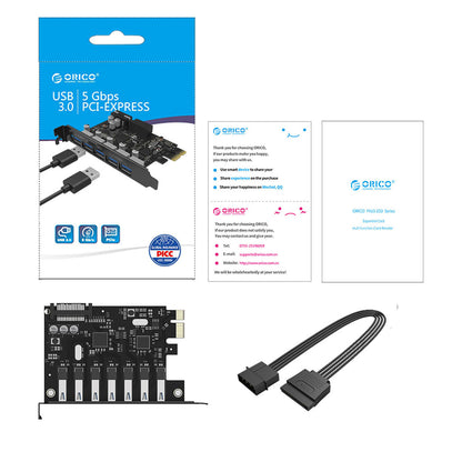 Orico PVU3 PCI-E 7x USB 3.0 Expansion Card for Desktop - Black_13