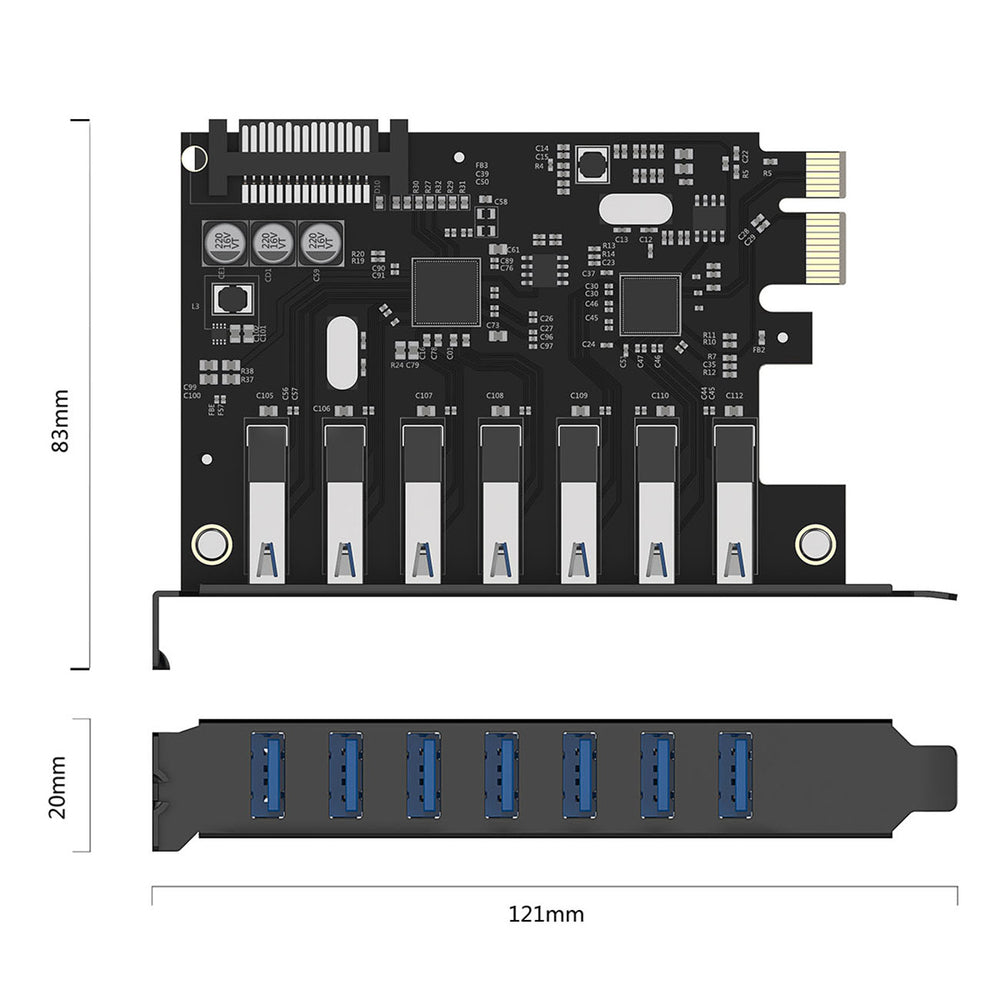 Orico PVU3 PCI-E 7x USB 3.0 Expansion Card for Desktop - Black_7